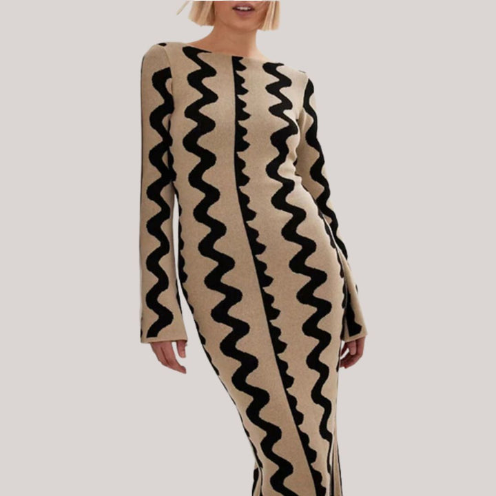 Maxi jurk Dames | Statement Zigzag Print &amp; Comfortabele Pasvorm
