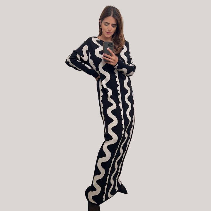 Maxi jurk Dames | Statement Zigzag Print &amp; Comfortabele Pasvorm