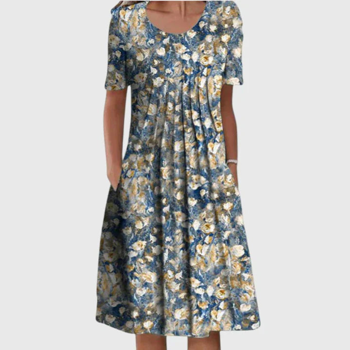 Midi Jurk Dames | Bloemenprint &amp; Flatterende Losvallende Pasvorm