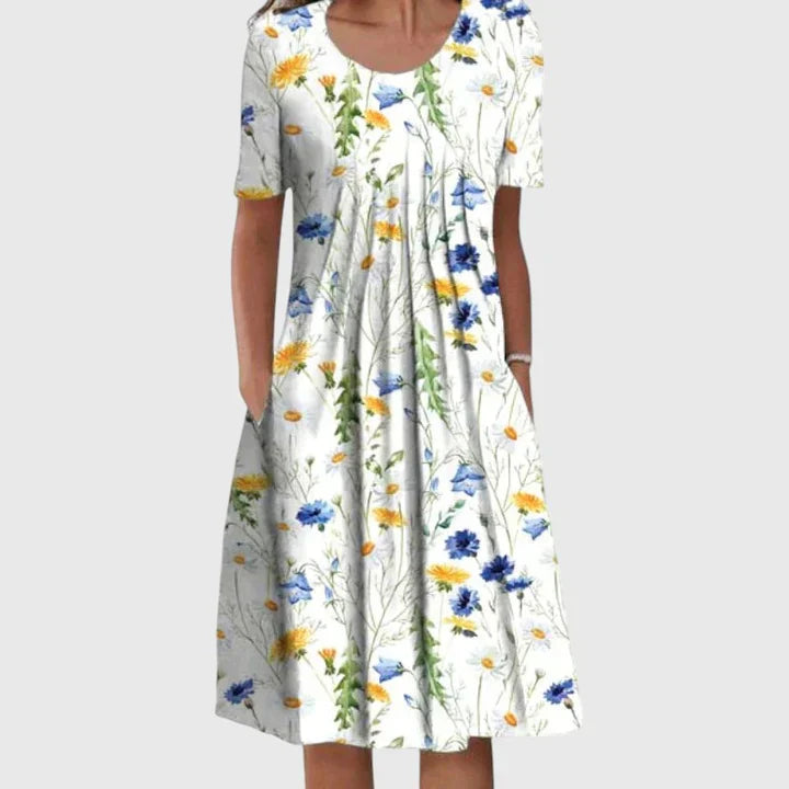 Midi Jurk Dames | Bloemenprint &amp; Flatterende Losvallende Pasvorm