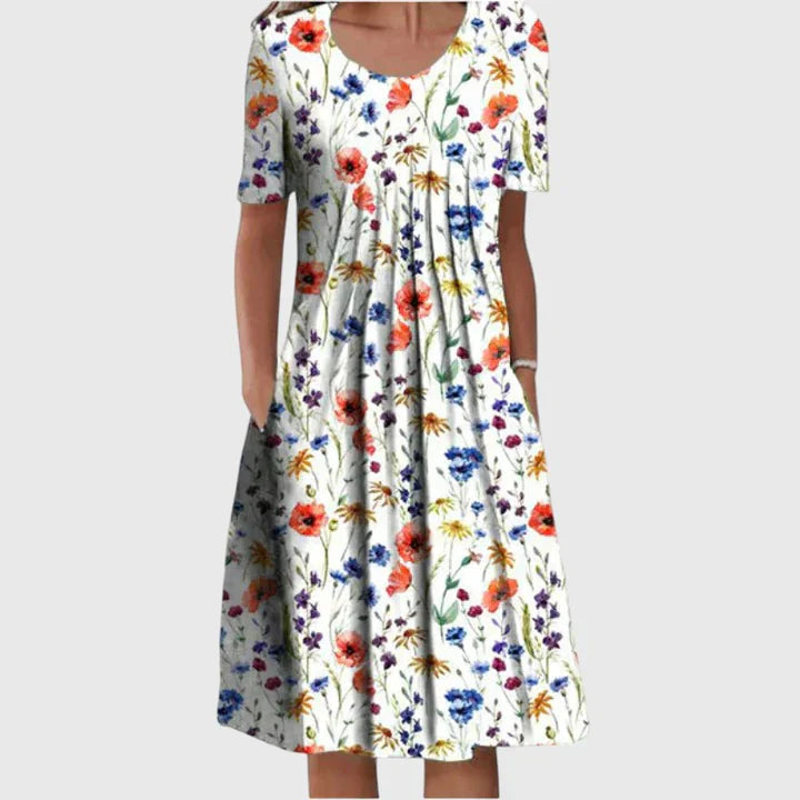 Midi Jurk Dames | Bloemenprint &amp; Flatterende Losvallende Pasvorm