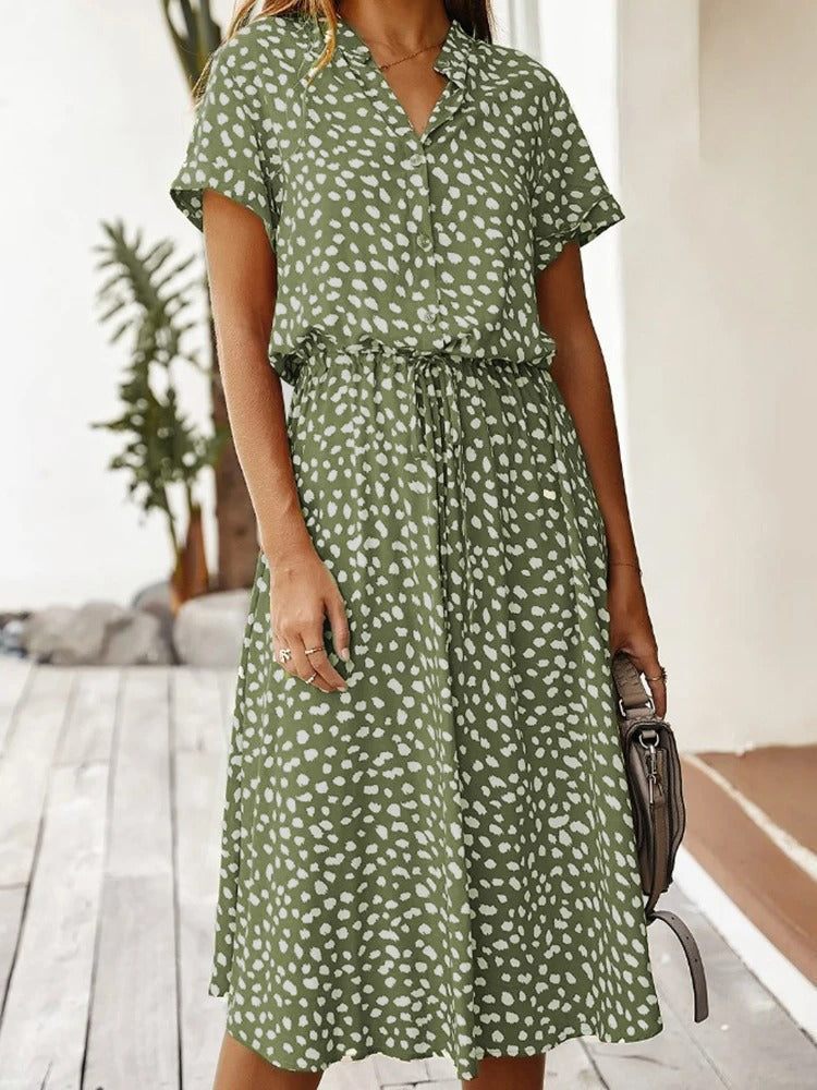 Midi Jurk Dames | Verstelbare Taille &amp; Zomerse Print