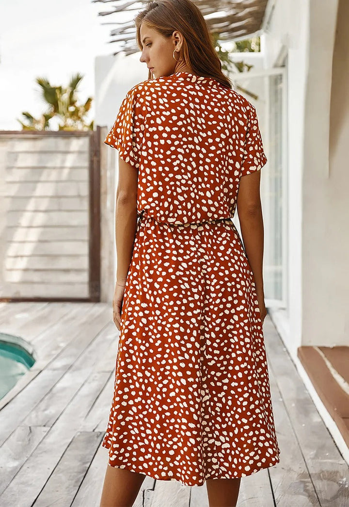 Midi Jurk Dames | Verstelbare Taille &amp; Zomerse Print