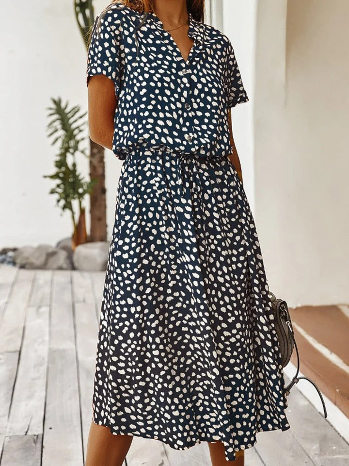 Midi Jurk Dames | Verstelbare Taille &amp; Zomerse Print