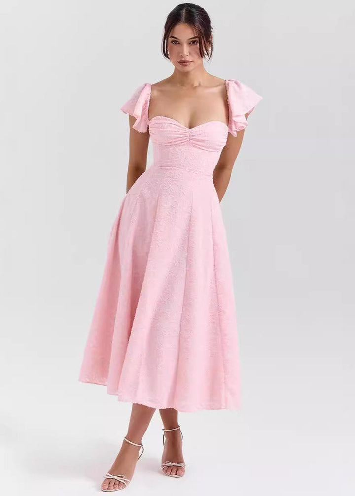 Midi Jurk Dames | Volant Mouwen