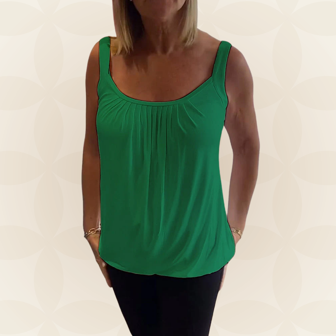 Mouwloze Top Dames | Geplooide U-Hals &amp; Relaxte Pasvorm