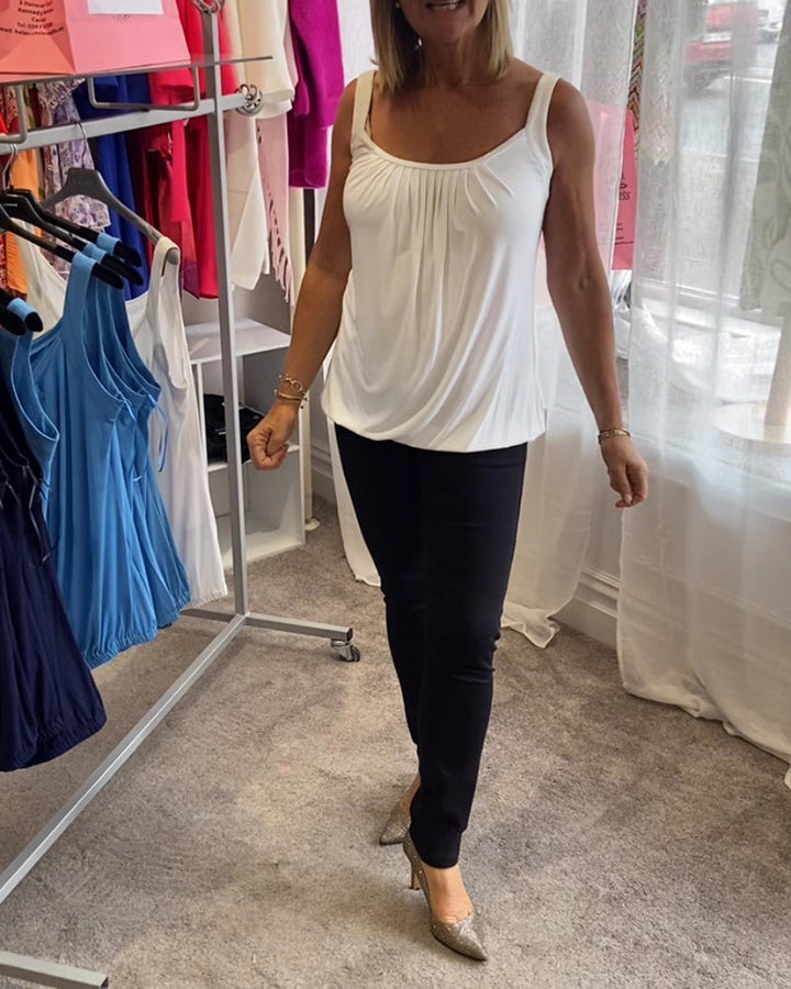 Mouwloze Top Dames | Geplooide U-Hals &amp; Relaxte Pasvorm