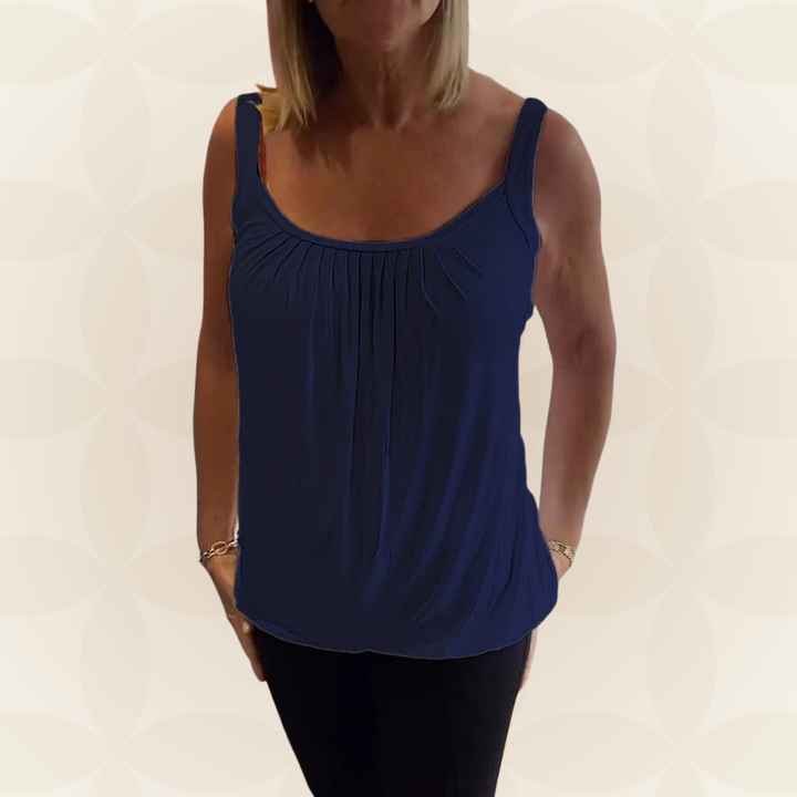 Mouwloze Top Dames | Geplooide U-Hals &amp; Relaxte Pasvorm