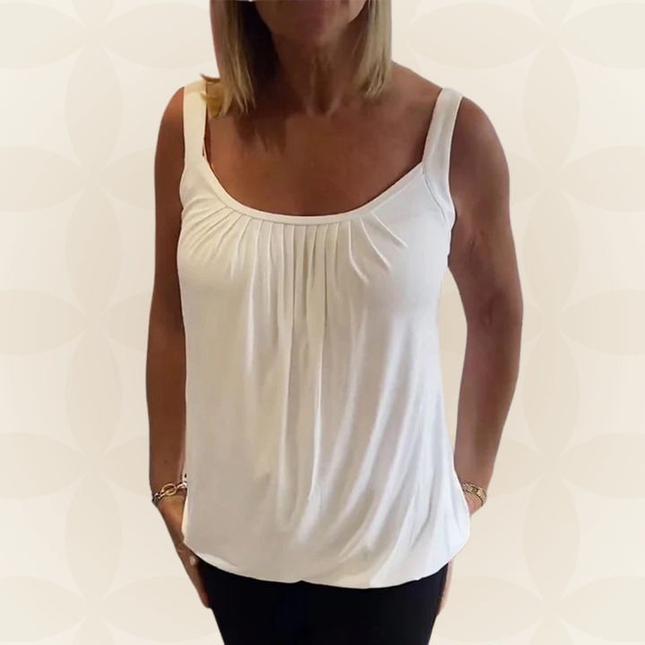 Mouwloze Top Dames | Geplooide U-Hals &amp; Relaxte Pasvorm