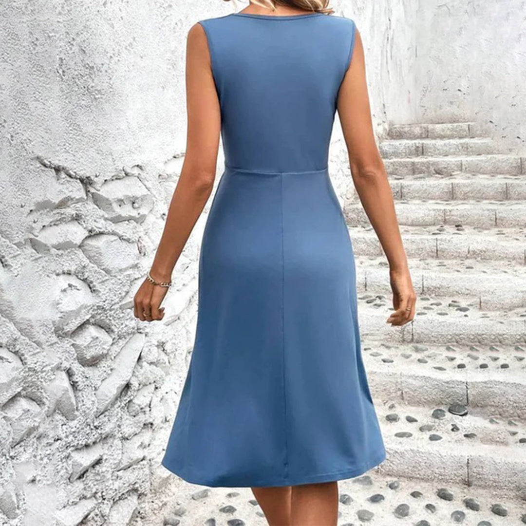 Mouwloze elegante Midi zomerjurk voor dames - Ellianna