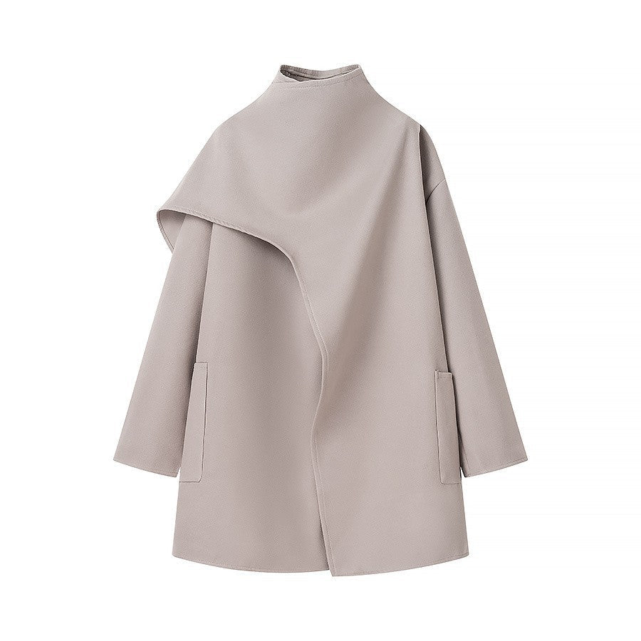 Dames Cape-Jas met Staande Kraag en Lange Mouwen