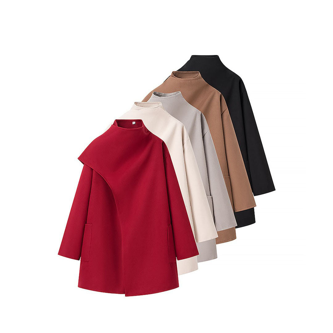 Dames Cape-Jas met Staande Kraag en Lange Mouwen