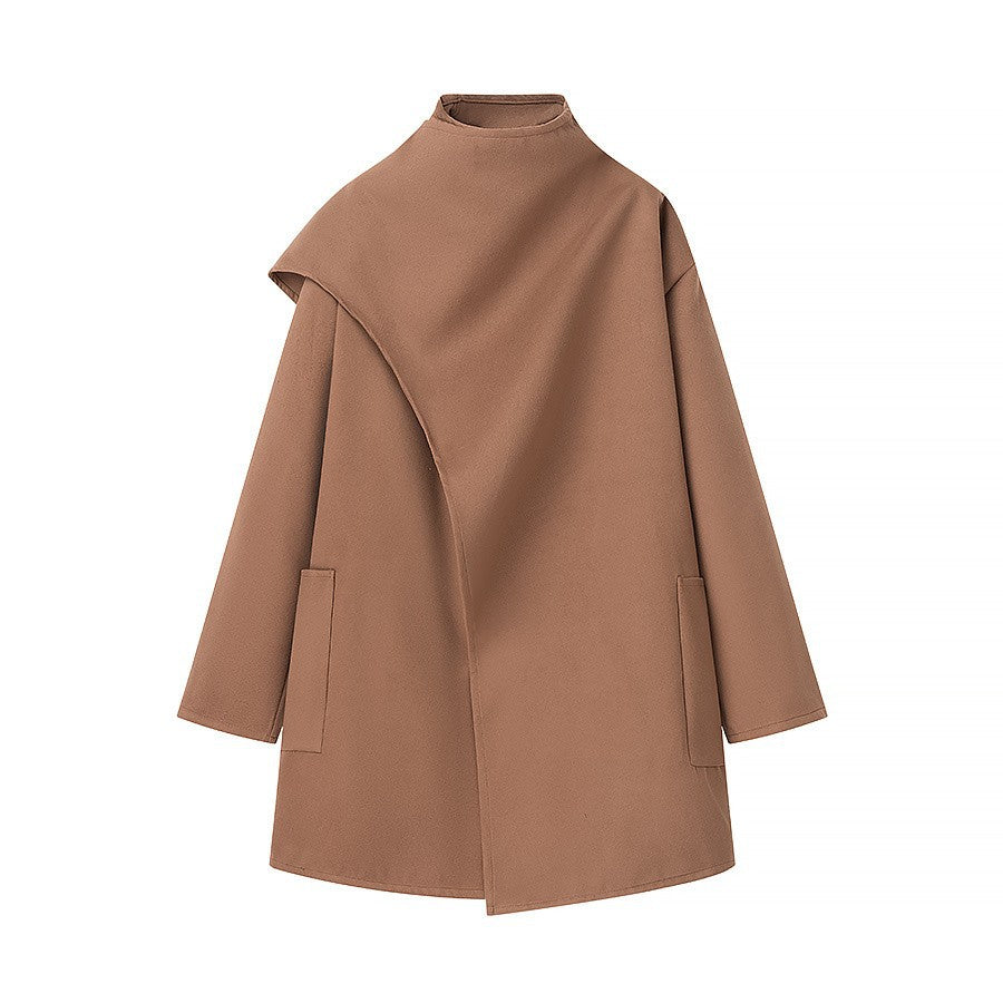 Dames Cape-Jas met Staande Kraag en Lange Mouwen