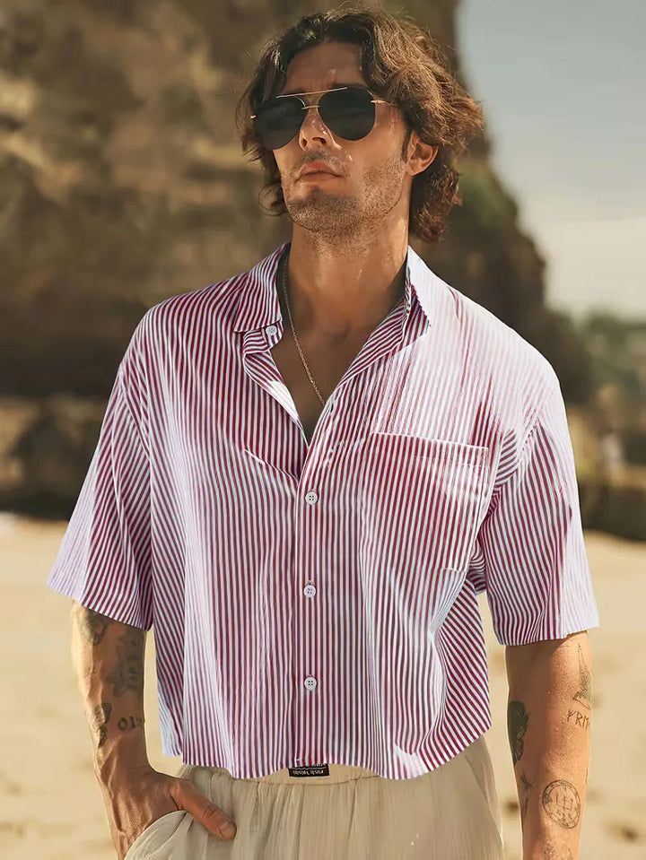 Overhemd Heren Korte Mouw | Blauw-Wit Gestreept &amp; Zomers Relaxed