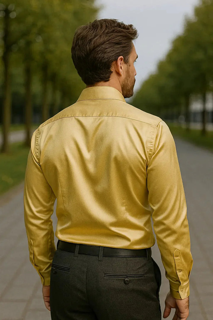 Overhemd Heren Slim Fit | Glanzende Look &amp; Lange Mouw