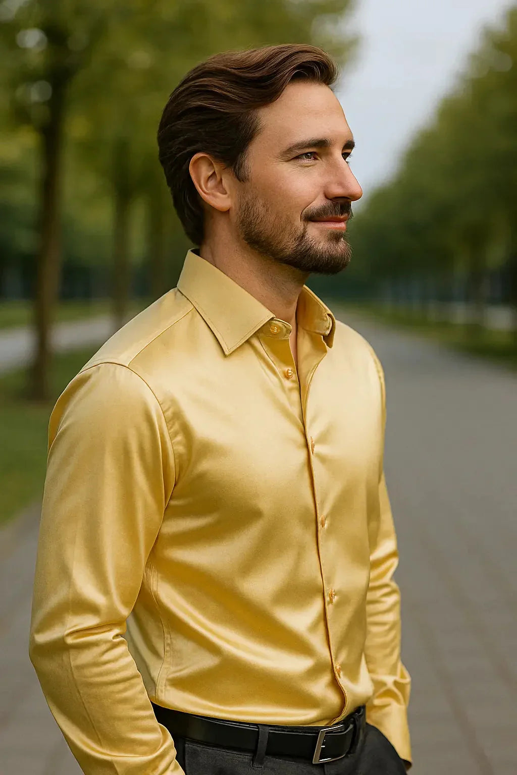 Overhemd Heren Slim Fit | Glanzende Look &amp; Lange Mouw