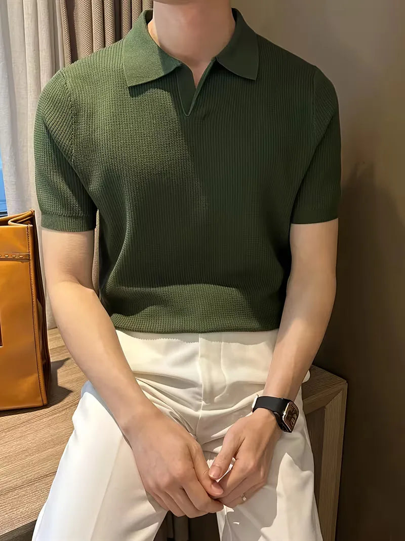Polo Heren Korte Mouw | Gebreid Ribbelpatroon &amp; Verfijnd