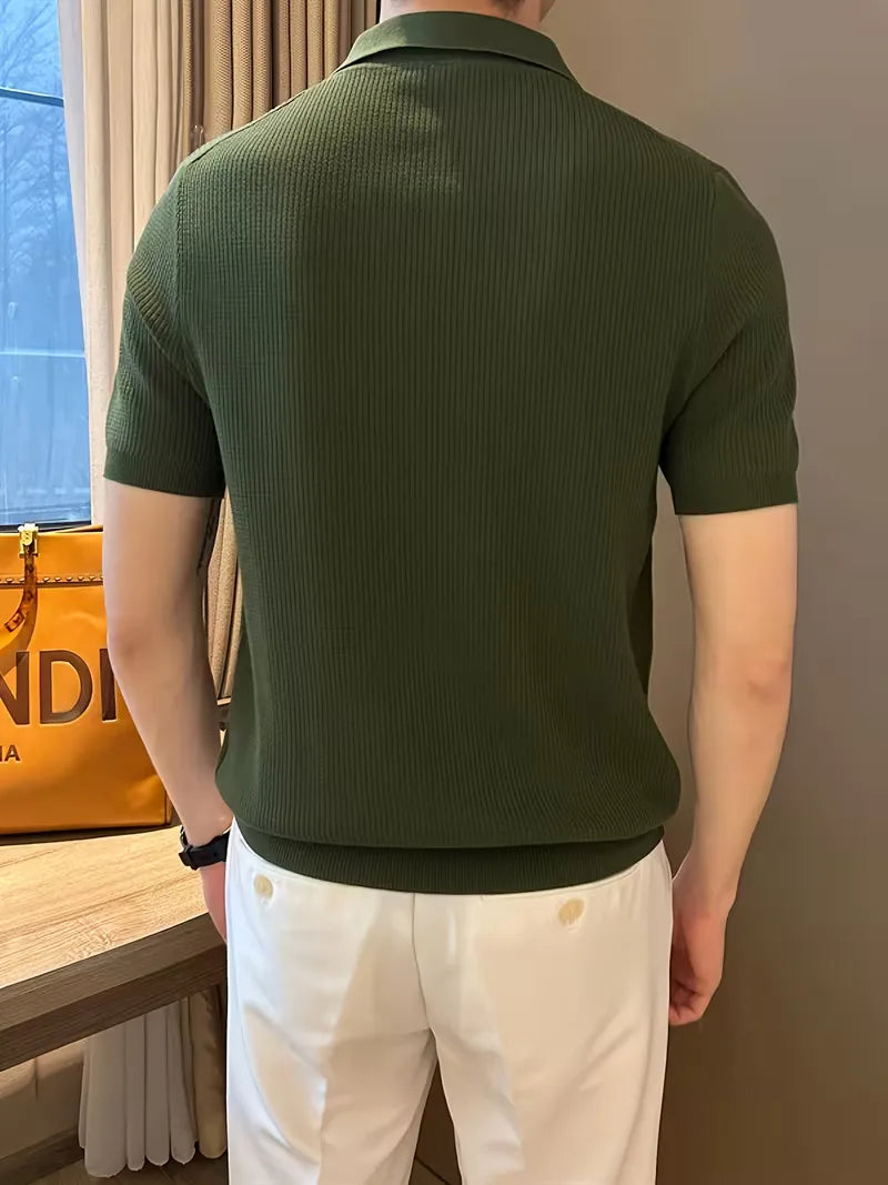 Polo Heren Korte Mouw | Gebreid Ribbelpatroon &amp; Verfijnd