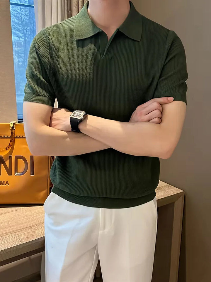 Polo Heren Korte Mouw | Gebreid Ribbelpatroon &amp; Verfijnd