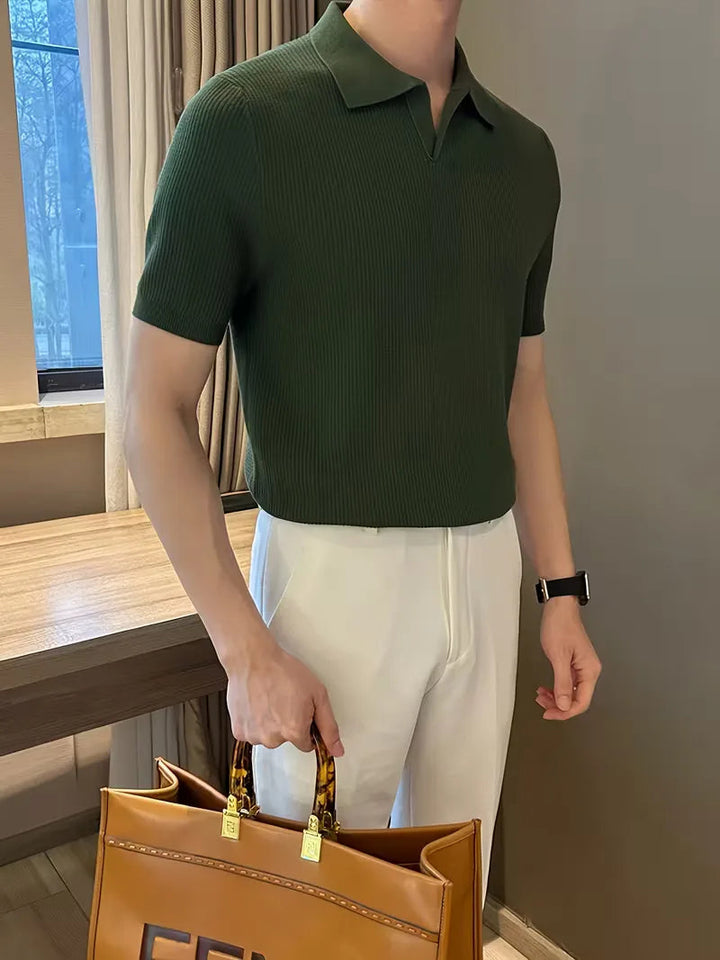 Polo Heren Korte Mouw | Gebreid Ribbelpatroon &amp; Verfijnd