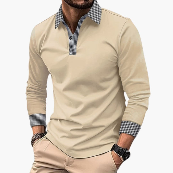 Polo Heren | Lange Mouwen &amp; Verfijnde Contrastkraag