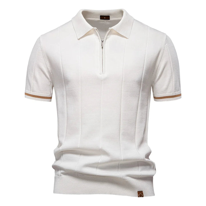 Polo Shirt Heren | Gebreid met Ritssluiting &amp; Verticale Lijnen