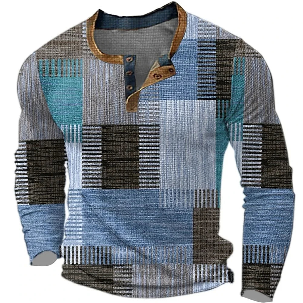 Sweatshirt Heren | Knoopkraag &amp; Patchwork Look