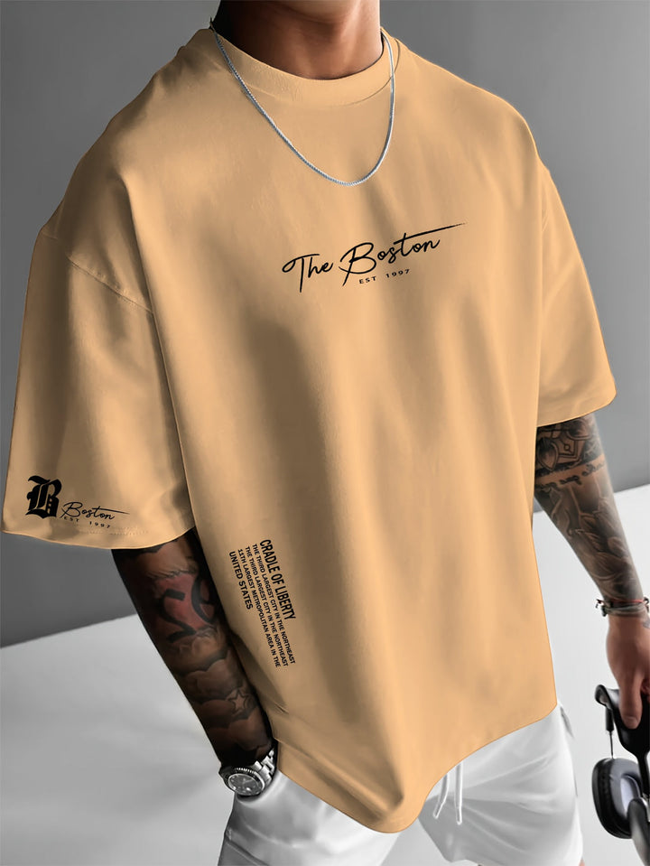 T-shirt Heren | Slogan Print &amp; Comfortabele Loose Fit