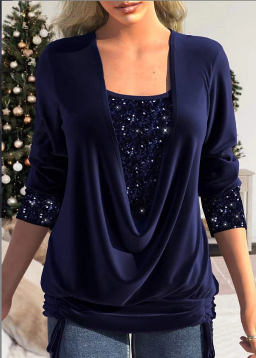 Top Dames | Pailletten Glitter Detail &amp; Elegante Drapering