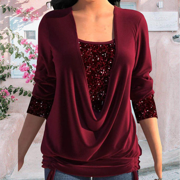 Top Dames | Pailletten Glitter Detail &amp; Elegante Drapering