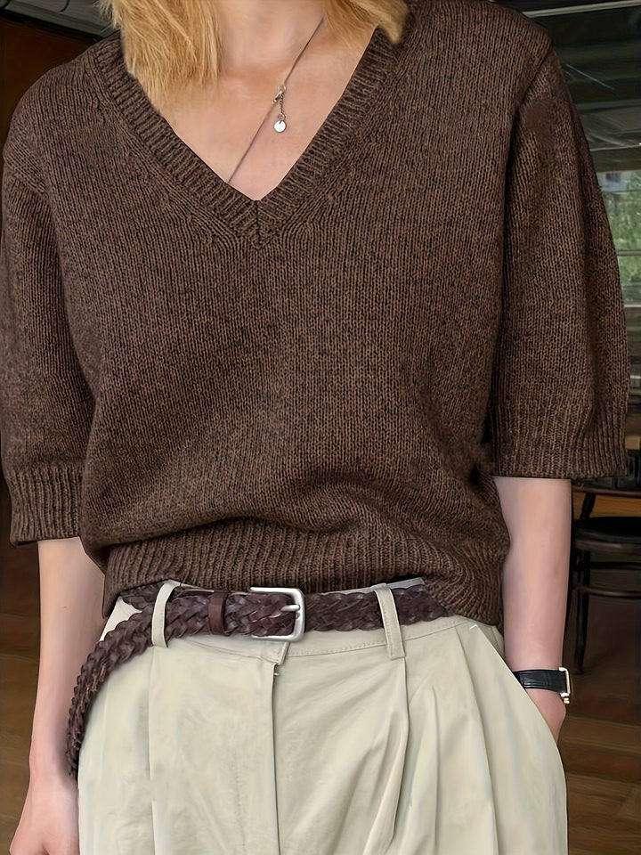 Trui Dames met V-hals | Korte Mouw &amp; Ademend Comfort
