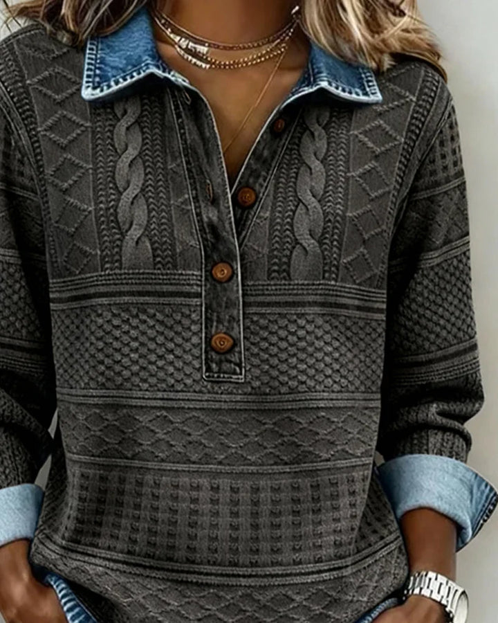 Trui met polokraag dames | Half knoopsluiting &amp; stijlvol structuurdesign