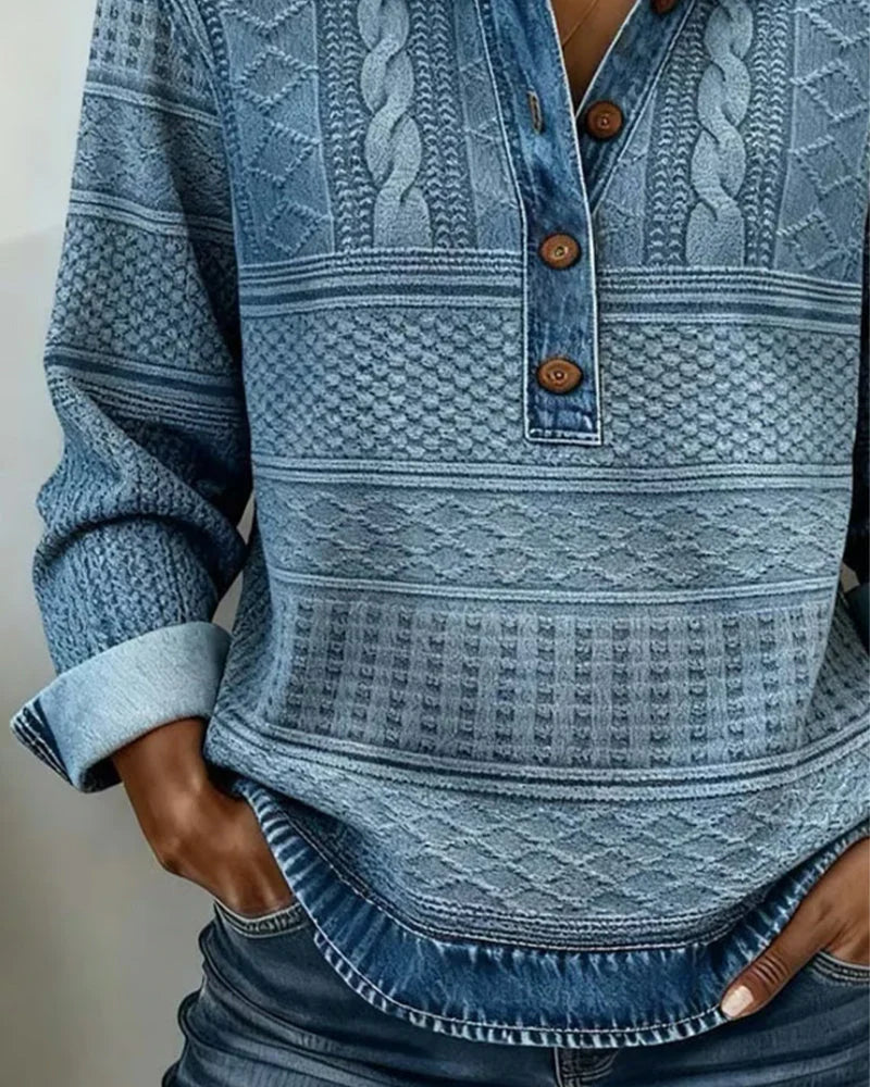 Trui met polokraag dames | Half knoopsluiting &amp; stijlvol structuurdesign