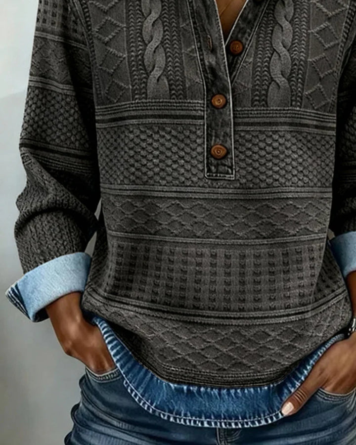 Trui met polokraag dames | Half knoopsluiting &amp; stijlvol structuurdesign