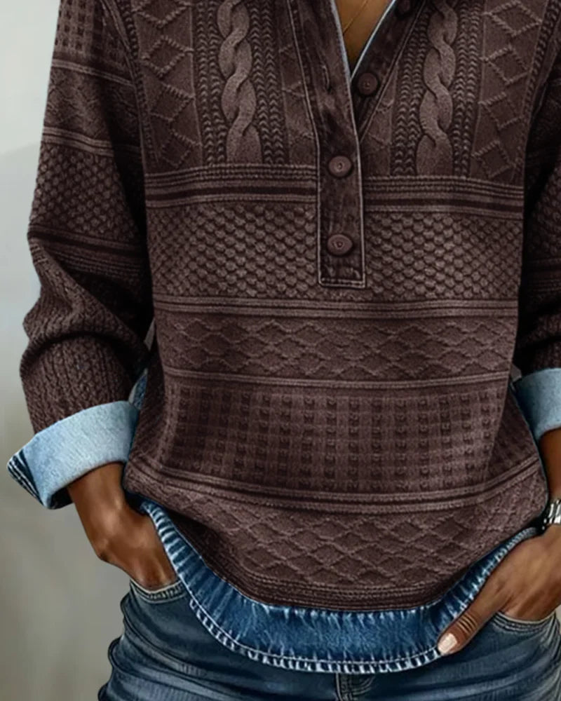 Trui met polokraag dames | Half knoopsluiting &amp; stijlvol structuurdesign