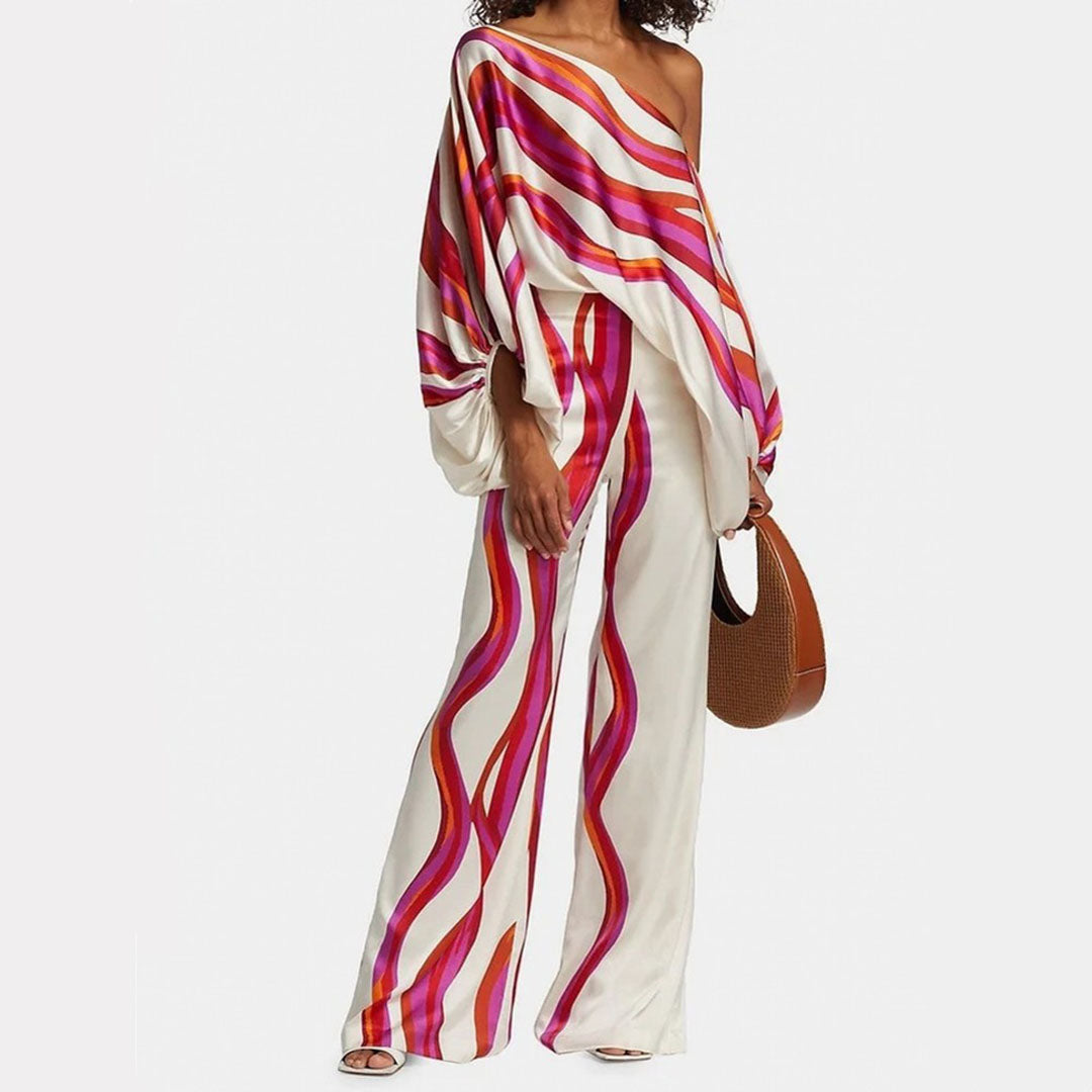 Tweedelige Set Dames | Luxe Off-Shoulder &amp; Satijnglans