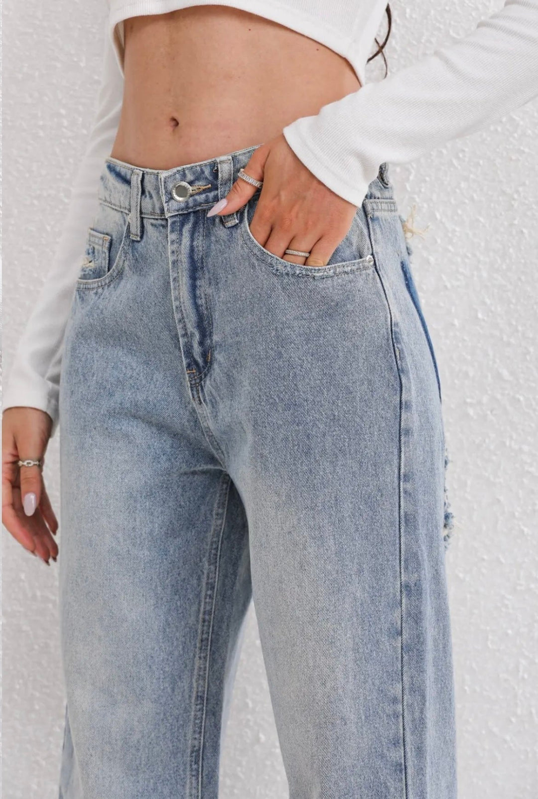 Vintage jeans Dames | Ripped details &amp; relaxte straight fit