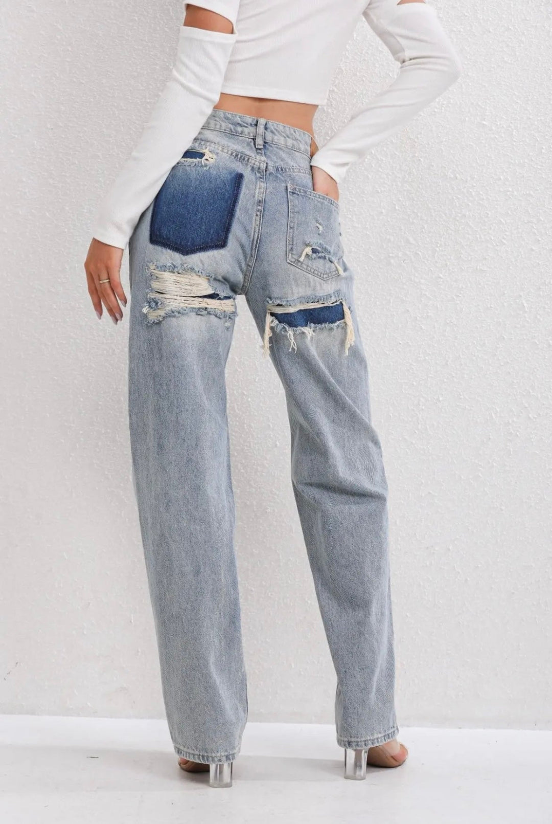 Vintage jeans Dames | Ripped details &amp; relaxte straight fit