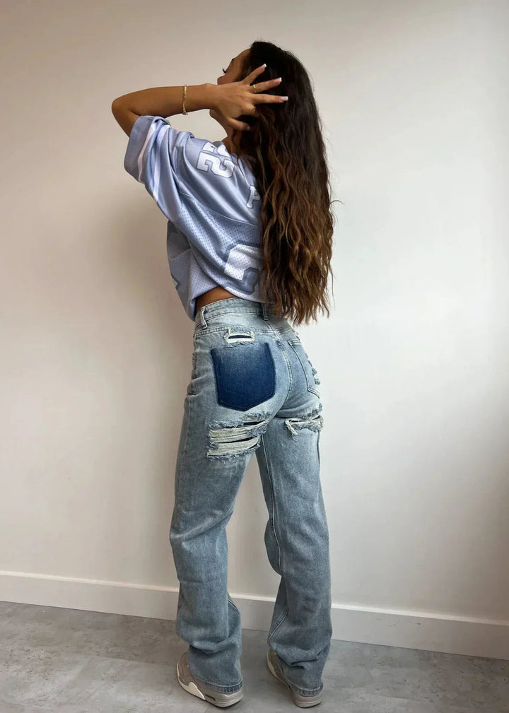 Vintage jeans Dames | Ripped details &amp; relaxte straight fit
