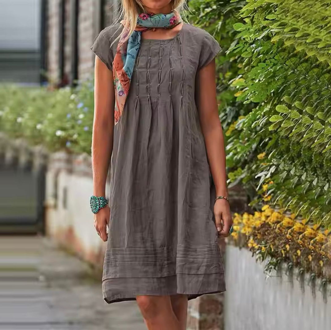 Vrouwen Comfortabele Mini Zomerjurk met Korte Mouwen - Anna