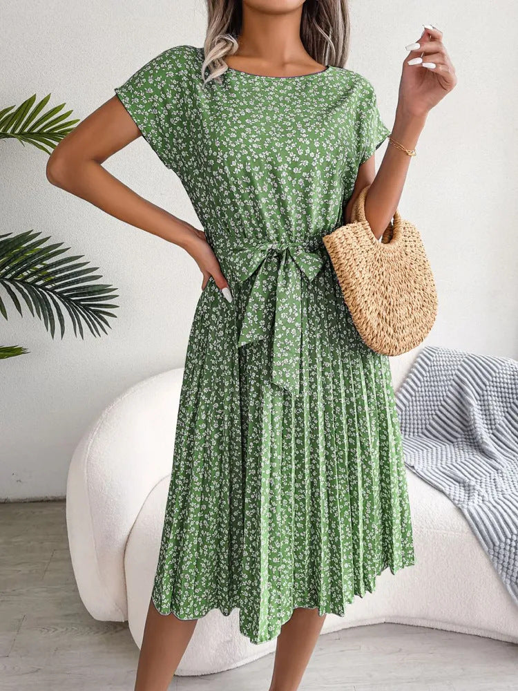 Vrouwen Elegante Bloemenjurk Korte Mouwen Midi Zomerjurk - Emma