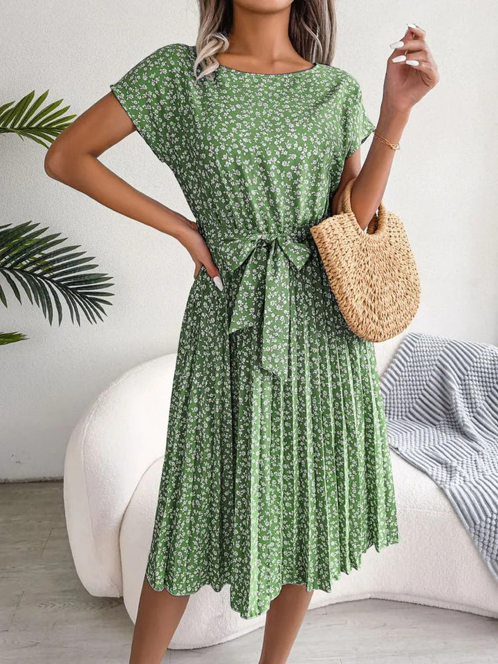 Vrouwen Elegante Bloemenjurk Korte Mouwen Midi Zomerjurk - Emma