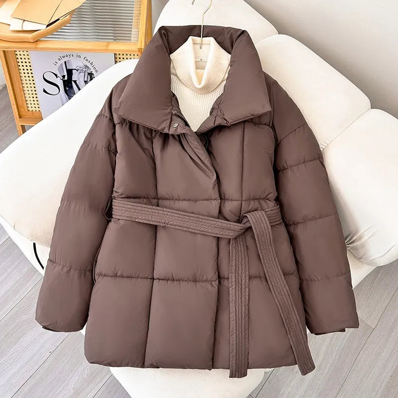 Winterjas Dames | Hoge Kraag &amp; Verstelbare Taille
