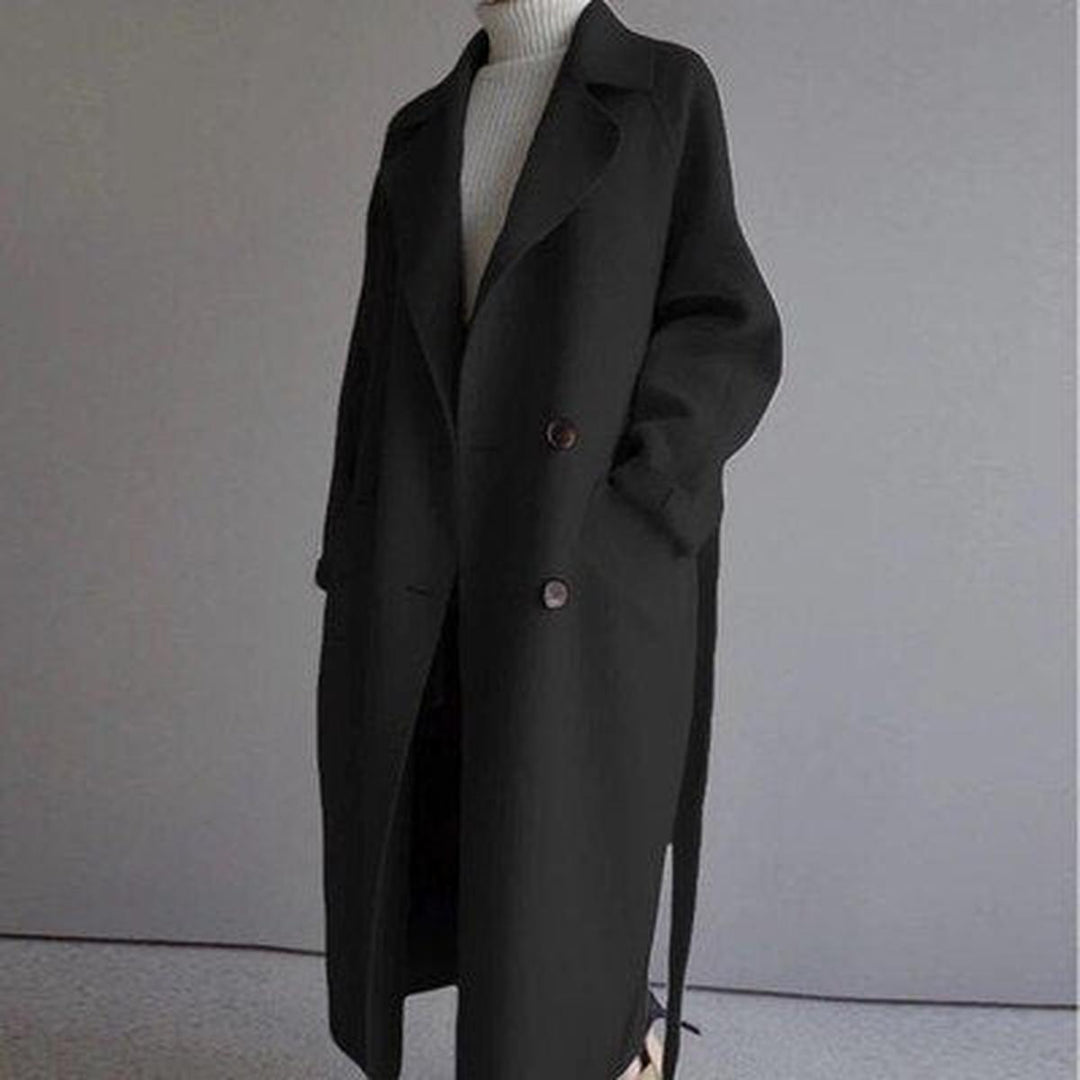 Winterjas Dames | Lange Winterjas Dames | Brede Kraag &amp; Strikriem voor Elegante Taille