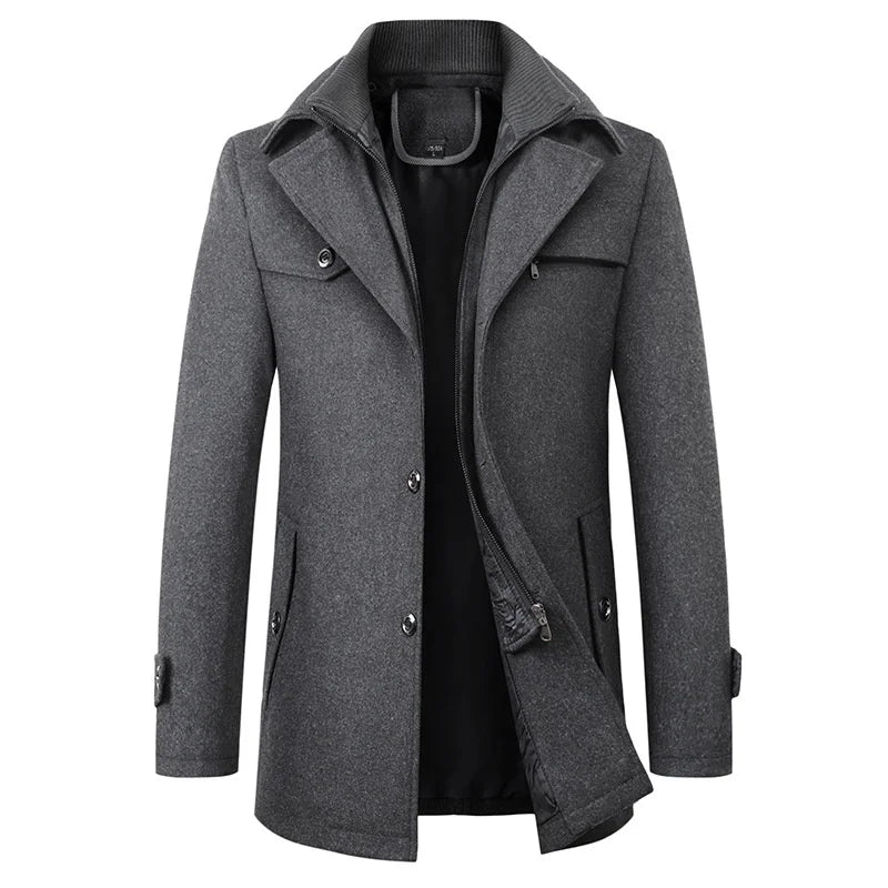 Winterjas Heren | Lange Winterjassen Heren | Gelaagde sluiting &amp; hoge kraag voor extra comfort