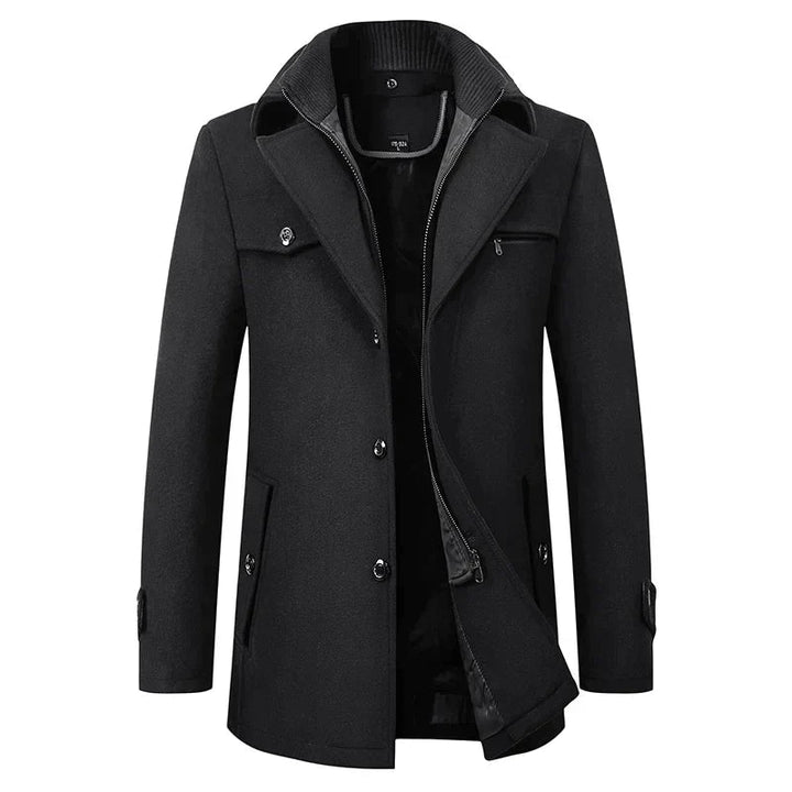 Winterjas Heren | Lange Winterjassen Heren | Gelaagde sluiting &amp; hoge kraag voor extra comfort