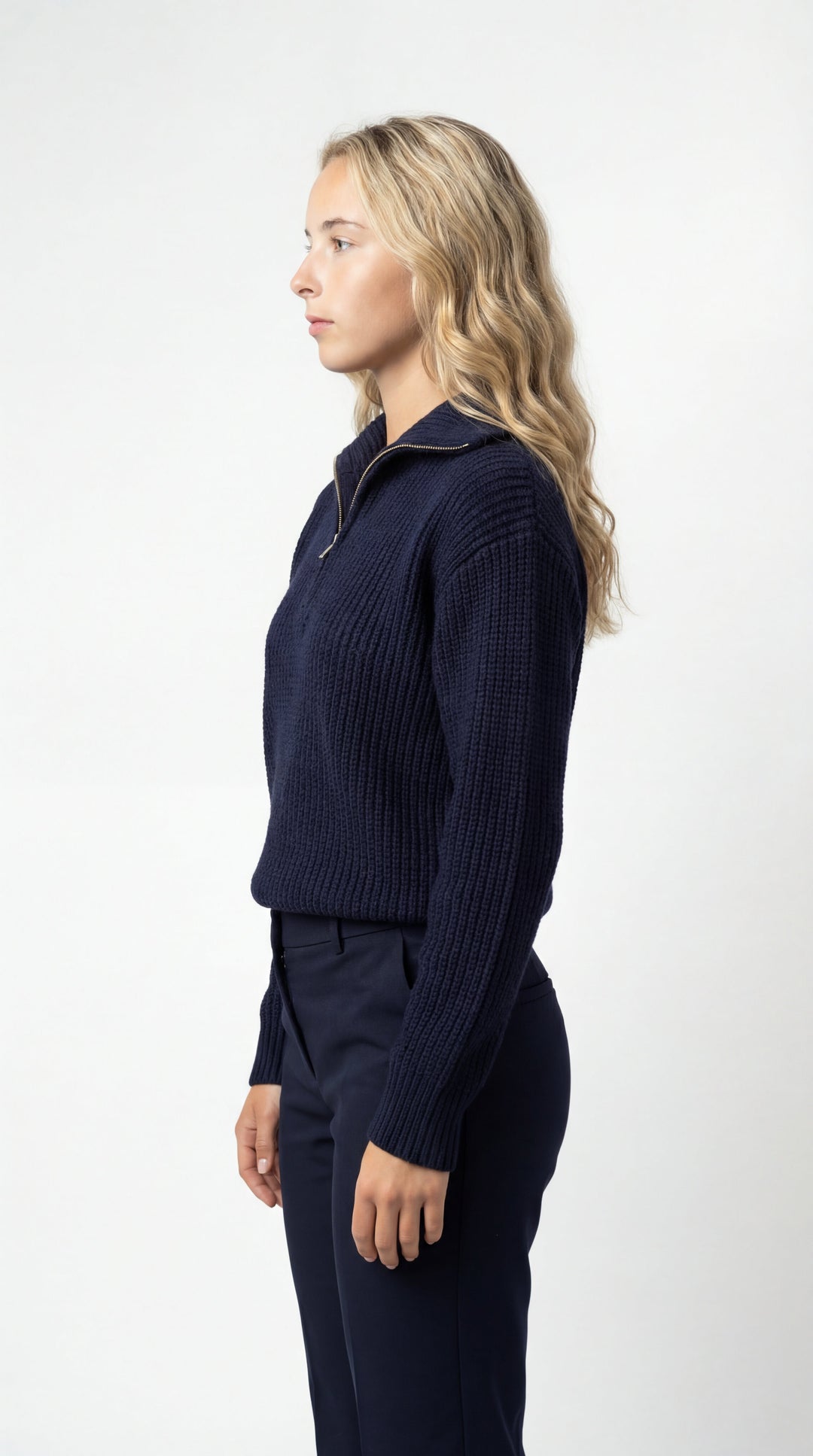 Zip Trui Dames | Ritskraag &amp; Wafelstructuur