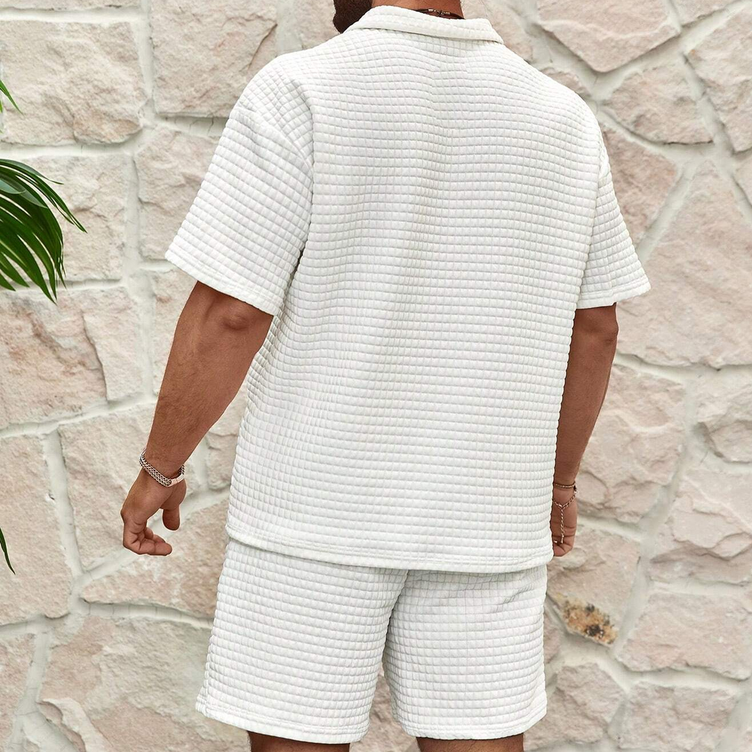 Zomer Outfit Heren | Polo Set met Wafeltextuur &amp; Rits