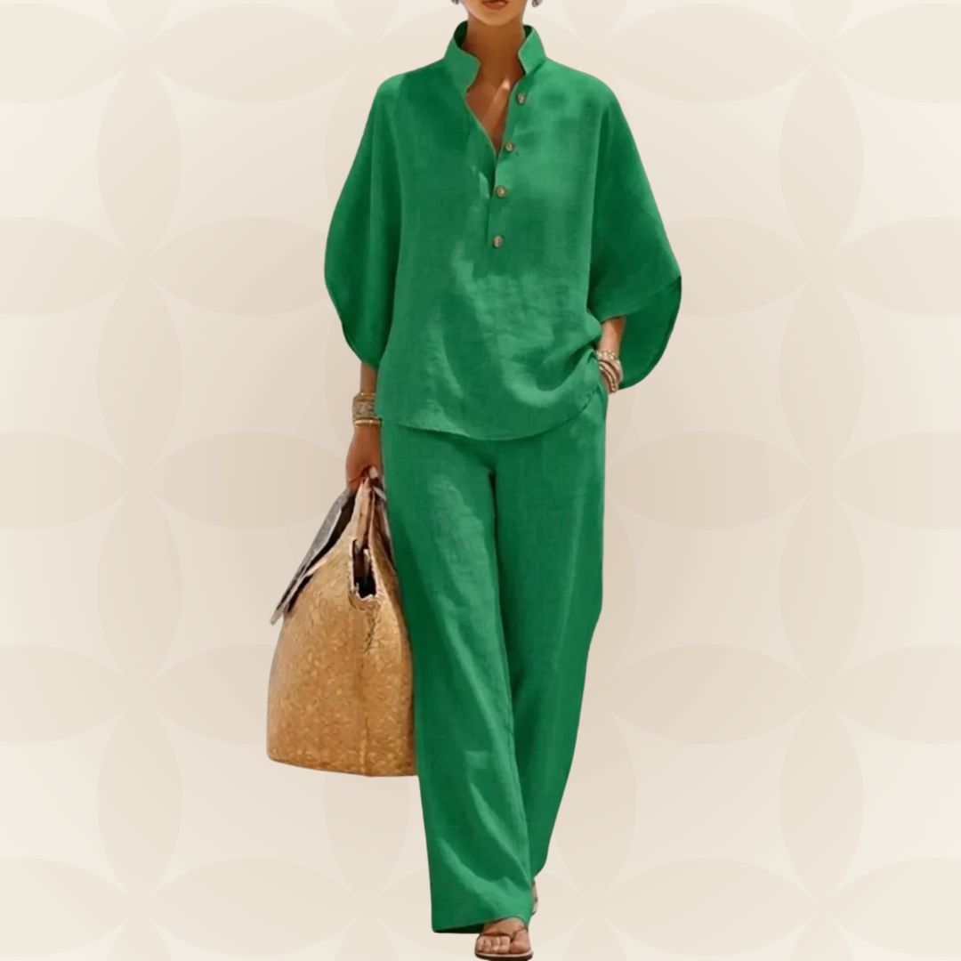 Zomer Set Dames | 2-Delige Linnen Look &amp; Wijde Broek