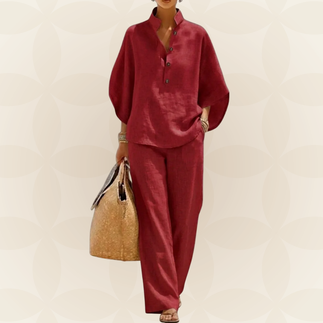 Zomer Set Dames | 2-Delige Linnen Look &amp; Wijde Broek